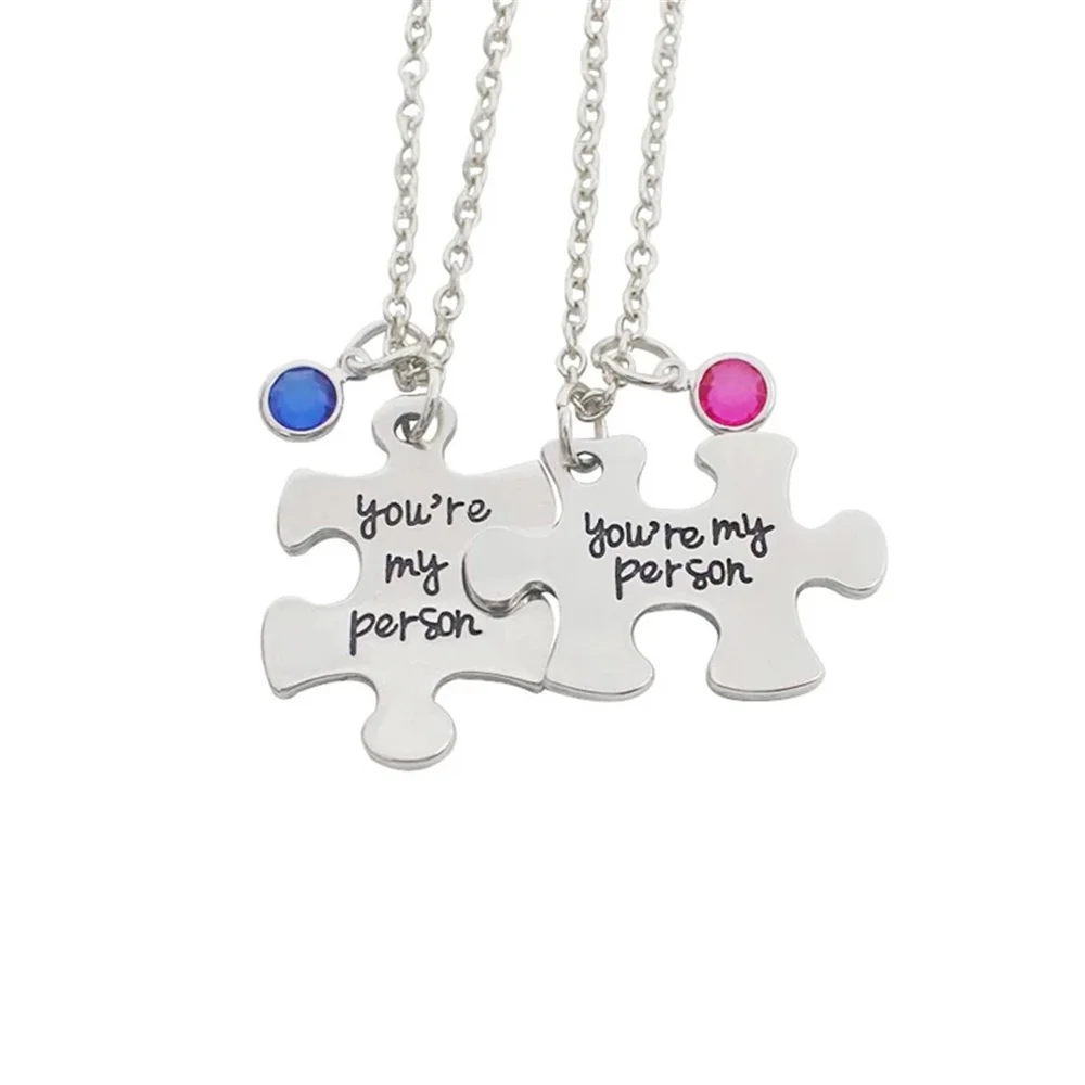 2 Pcs-set Vintage You Are My Person Pendant Necklace For Couple Blue Pink Rhinestone Shiny Crystal Anniversary Engagement Gift
2 Pcs-set Vintage You Are My Person Pendant Necklace For Couple Blue Pink Rhinestone Shiny Crystal Anniversary Engagement Gift