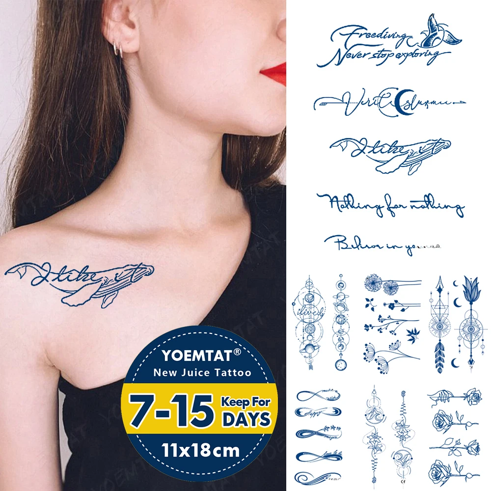 Genipin Herbal Waterproof Temporary Tattoo Sticker Semi-Permanent Body Art Whale English Month Fake Tatoo Juice Lasting Ink
Genipin Herbal Waterproof Temporary Tattoo Sticker Semi-Permanent Body Art Whale English Month Fake Tatoo Juice Lasting Ink