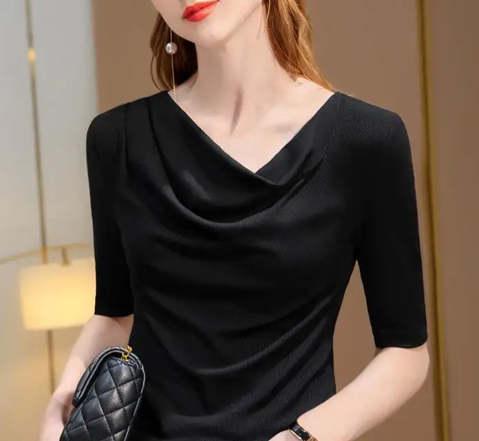 Solid color T-shirt women's top
Solid color T-shirt women's top