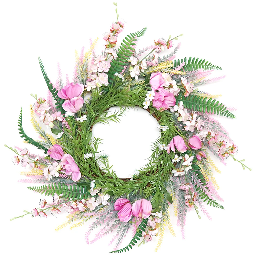 

Spring Wreath Artificial Peach Blossom Wreath For All Seasons Round Wreath For Front Door Farmhouse Wall Decoration