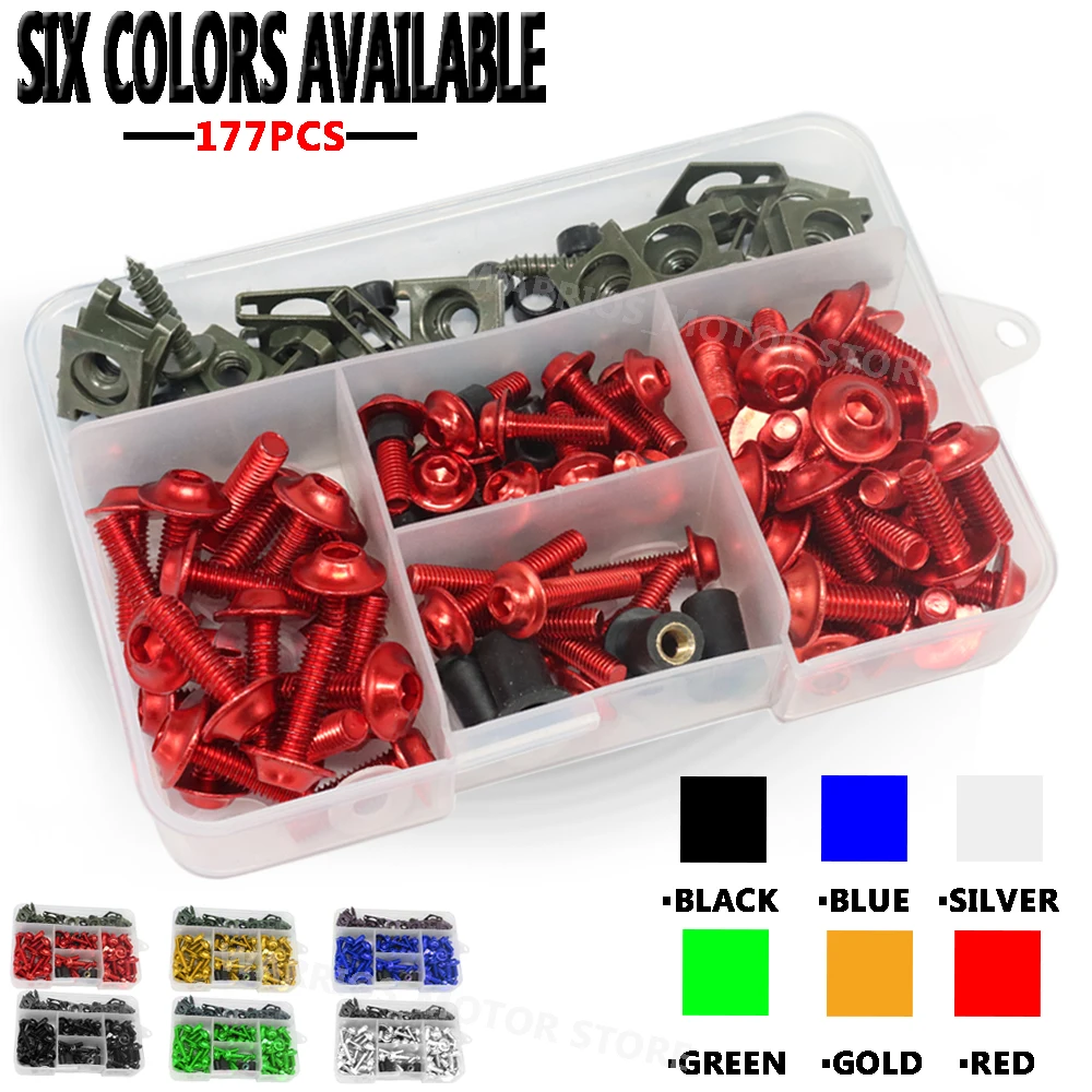177PCS/Set Motorcycle Fairing Bolts Kit CNC Bodywork Screws Nut For Honda Yamaha Kawasaki BMW SUZUKI Pit Dirt Bike
177PCS/Set Motorcycle Fairing Bolts Kit CNC Bodywork Screws Nut For Honda Yamaha Kawasaki BMW SUZUKI Pit Dirt Bike