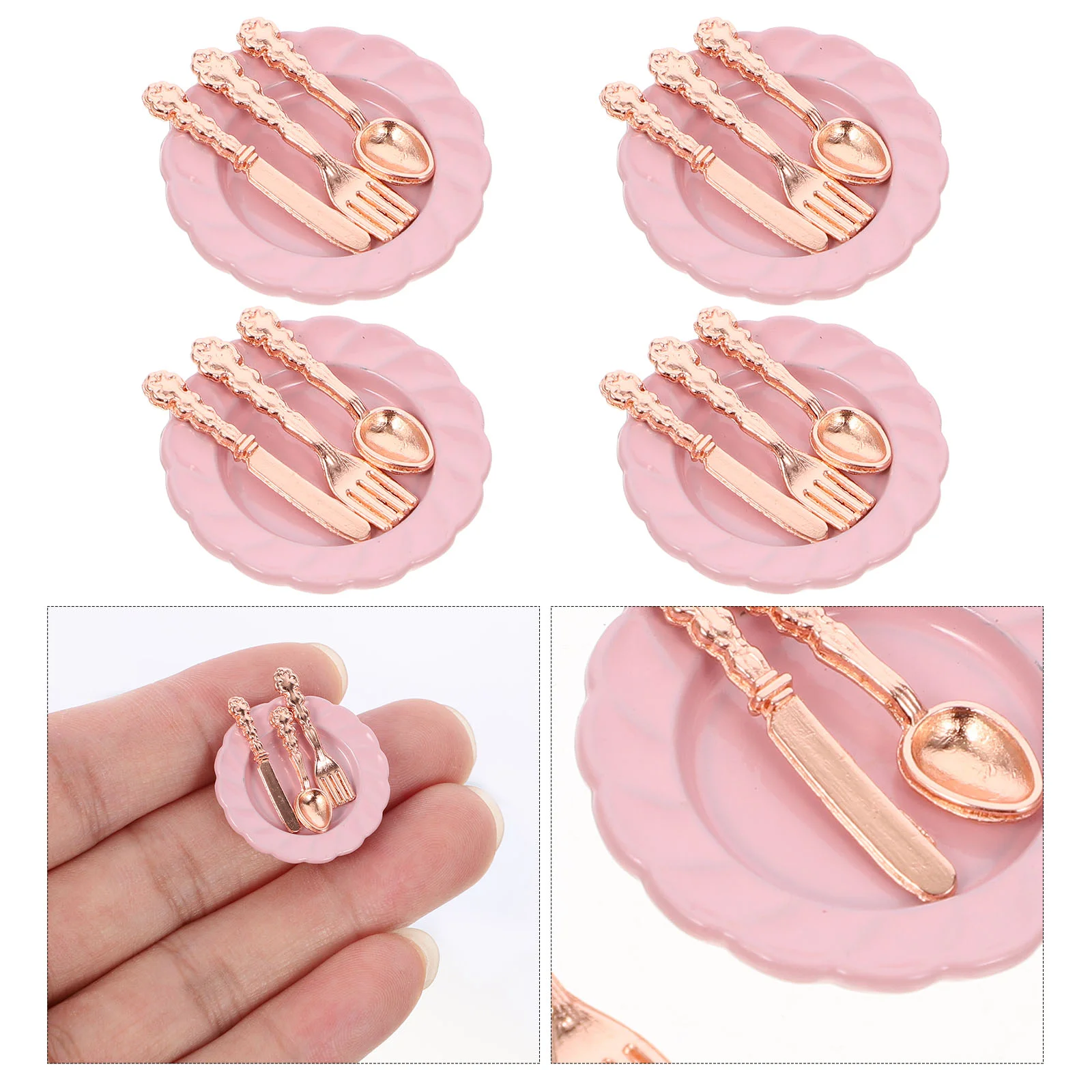 4 Sets Mini Cutlery Dollhouse Plate Spoon Artificial Miniatures Tableware Alloy Dish Plates
4 Sets Mini Cutlery Dollhouse Plate Spoon Artificial Miniatures Tableware Alloy Dish Plates
