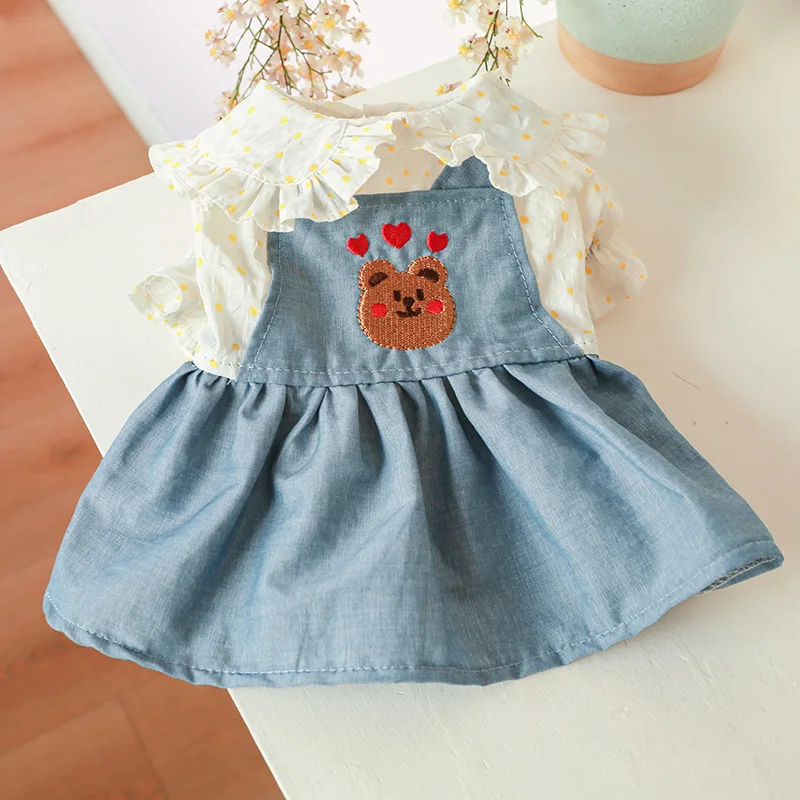 Pet Dog Clothes Wholesale Lapel Lace Floral Denim Skirt Spring Summer Pet Dog Clothes Bear York Chihuahua Cat Denim Skirt
Pet Dog Clothes Wholesale Lapel Lace Floral Denim Skirt Spring Summer Pet Dog Clothes Bear York Chihuahua Cat Denim Skirt
