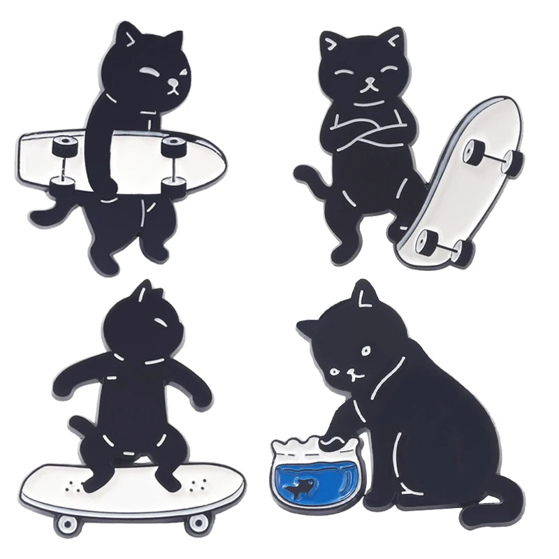 Skateboard Cat Enamel Brooch Black White Cool Cat Metal Couple Brooch Lapel Bag Hat Sweater Badge Jewelry Gift For Friends
Skateboard Cat Enamel Brooch Black White Cool Cat Metal Couple Brooch Lapel Bag Hat Sweater Badge Jewelry Gift For Friends