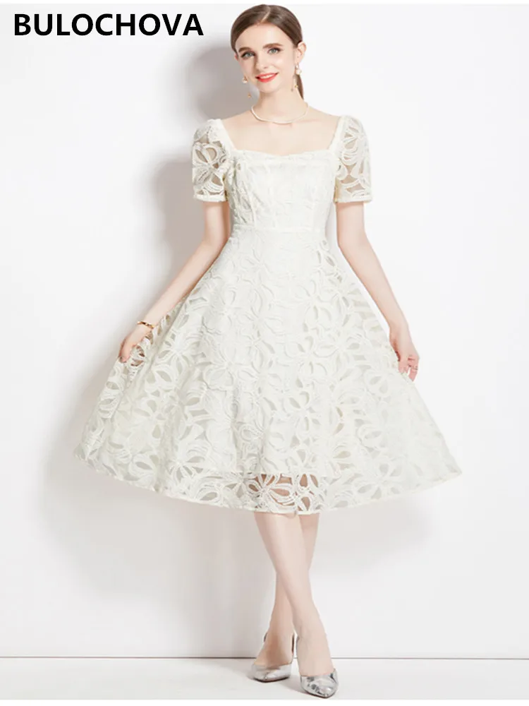 BULOCHOVA High Quality French Fashion Lace Hollow Out Long Dress For Women Square Collar Large Size Summer Casual Vestidos XXL
BULOCHOVA High Quality French Fashion Lace Hollow Out Long Dress For Women Square Collar Large Size Summer Casual Vestidos XXL