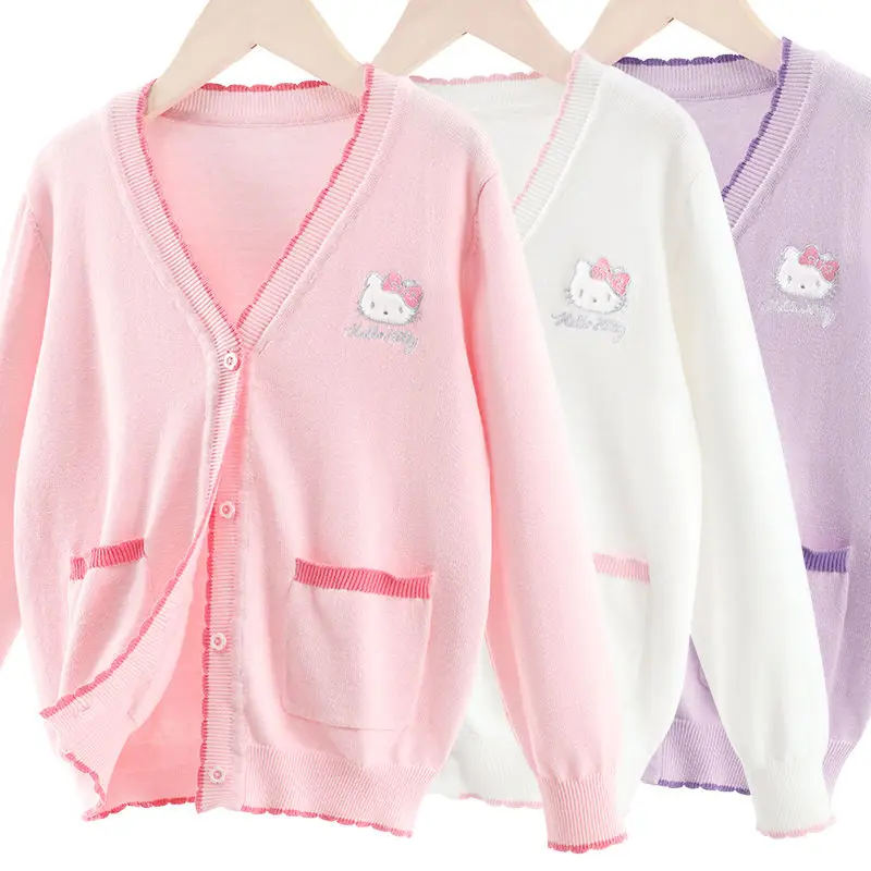 Kawaii Sanrio Hello Kitty Cute Cartoon Girl Cardigan Spring Autumn New Children's Knitted Sweater Pure Cotton Thin Coat Gift
Kawaii Sanrio Hello Kitty Cute Cartoon Girl Cardigan Spring Autumn New Children's Knitted Sweater Pure Cotton Thin Coat Gift