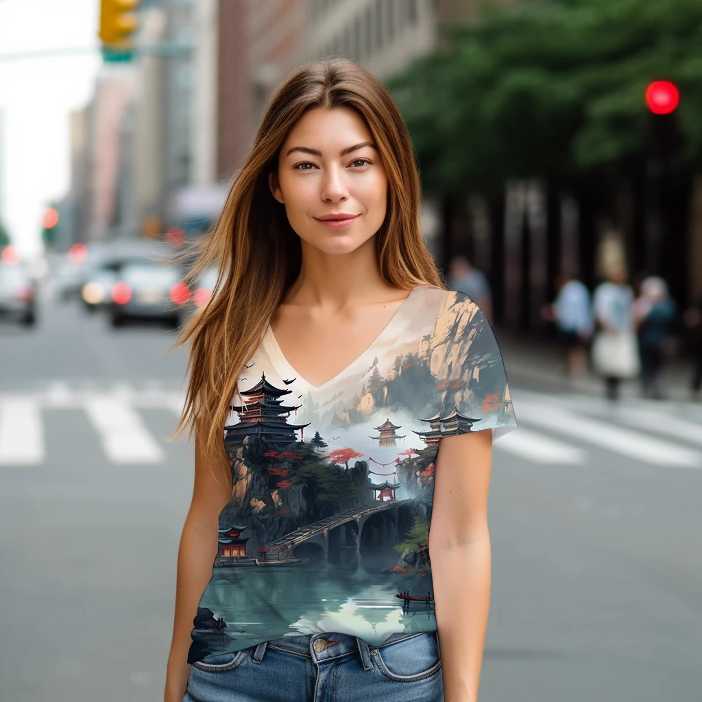 Hot Selling Women's Summer V-neck T-shirt Loose Casual 3D Printed T-shirt Hawaii Beach V-neck T-shirt Fashion T-shirt
Hot Selling Women's Summer V-neck T-shirt Loose Casual 3D Printed T-shirt Hawaii Beach V-neck T-shirt Fashion T-shirt