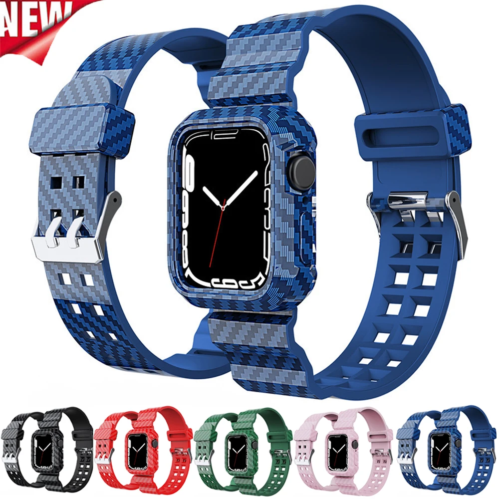 Carbon Fiber Pattern Strap For Apple Watch Band 7 45mm 41mm for iWatch 7 Print Sports Rubber Bracelet 41 45 Silicone Wristband
Carbon Fiber Pattern Strap For Apple Watch Band 7 45mm 41mm for iWatch 7 Print Sports Rubber Bracelet 41 45 Silicone Wristband