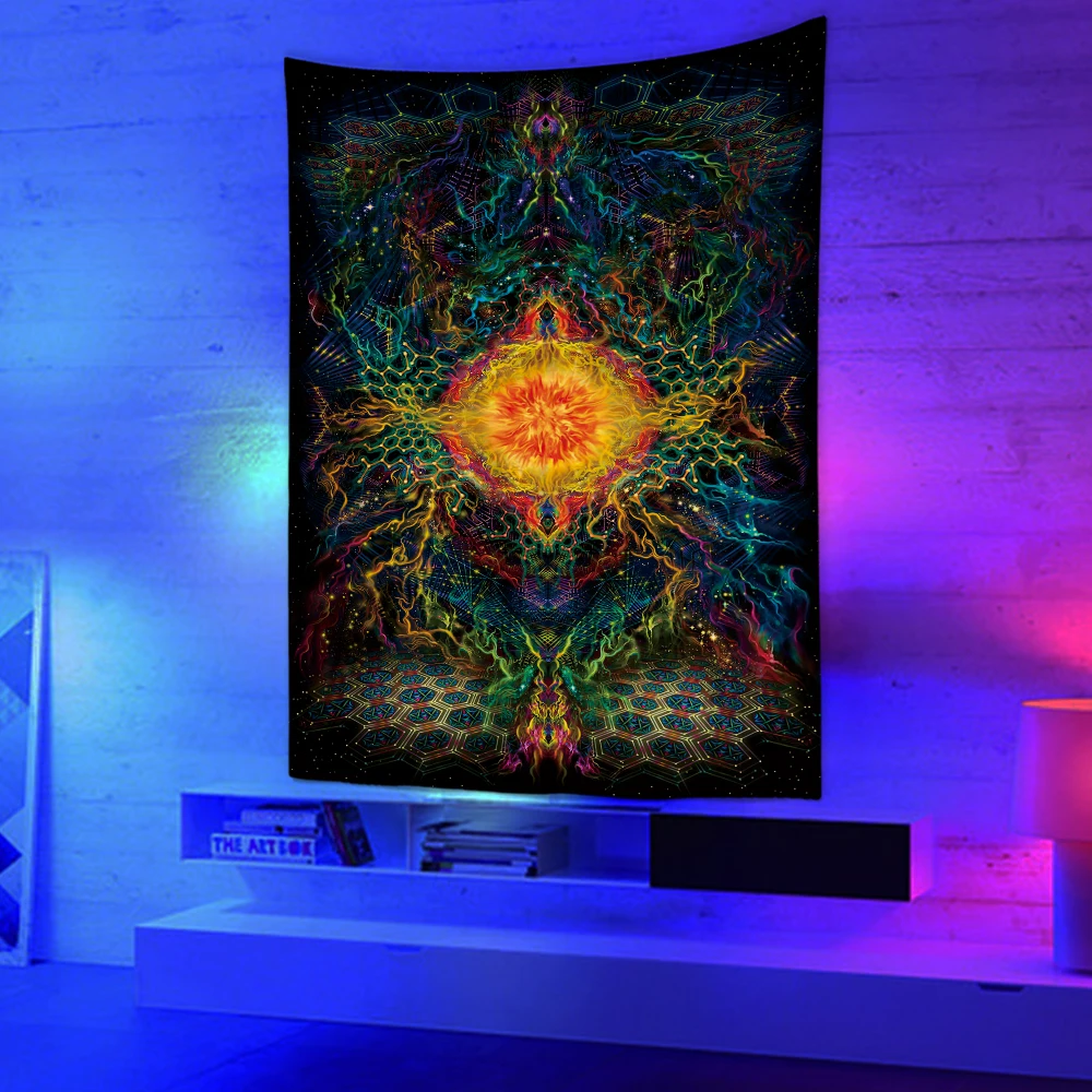 Black Light Tapestry UV Reaction Psychedelic Tapestry Wall Hanging Hippie Tapestry for Bedroom Dorm Indie Room Decor
Black Light Tapestry UV Reaction Psychedelic Tapestry Wall Hanging Hippie Tapestry for Bedroom Dorm Indie Room Decor