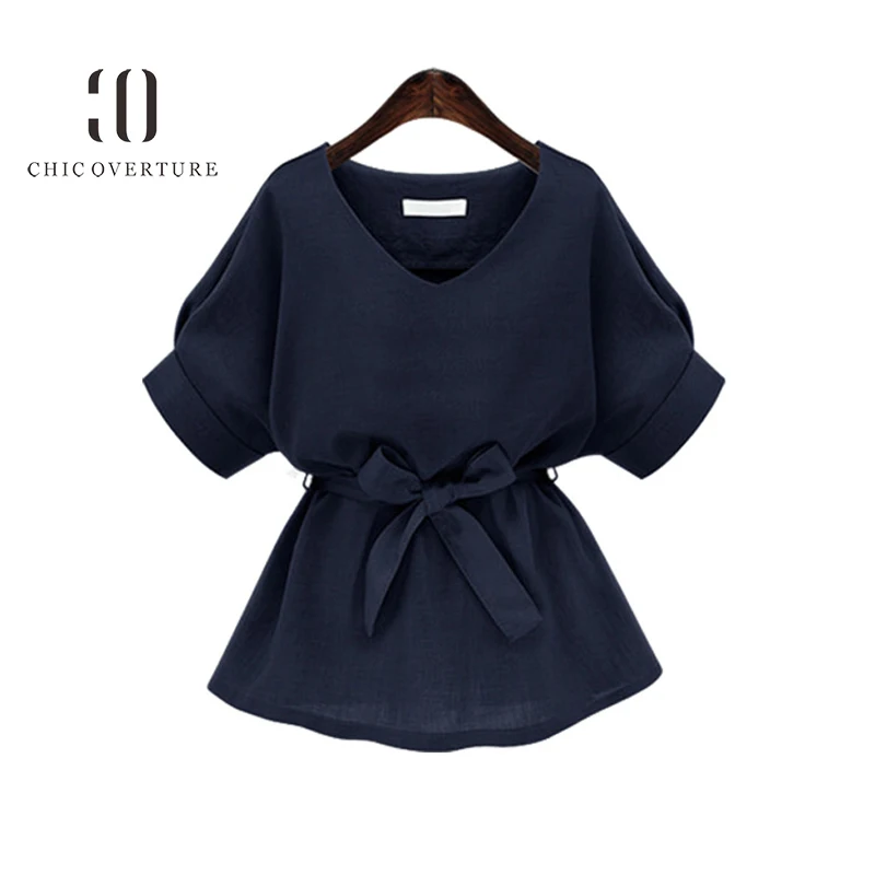 Chic Overture Women V-Neck Short Sleeve Pullover Casual Cotton Linen Belt Blouses Femininas Elegantes Blusa Feminina Baratinha
Chic Overture Women V-Neck Short Sleeve Pullover Casual Cotton Linen Belt Blouses Femininas Elegantes Blusa Feminina Baratinha