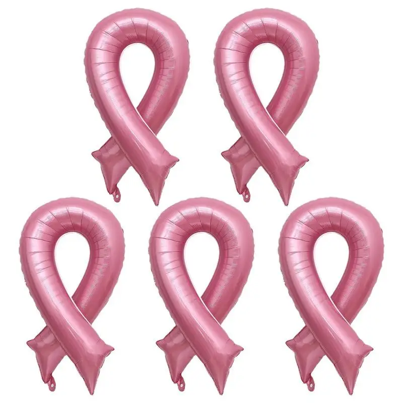 

Breast Cancer Awareness Decorations Balloons Pink Ribbon Foil Balloons 5Pcs Breast Cance Bulk Items Sign Favor Part Supplies
