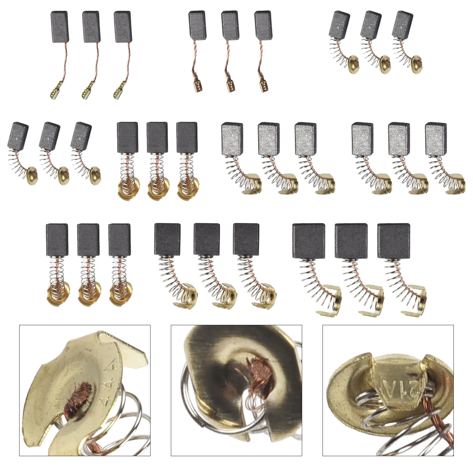 30Pcs 10 Sizes Electric Motor Carbon Brushes Replacement For Hammer Drills Circular Saws Cut-off Saws Angle Grinders Power Tool
30Pcs 10 Sizes Electric Motor Carbon Brushes Replacement For Hammer Drills Circular Saws Cut-off Saws Angle Grinders Power Tool