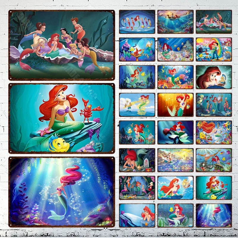 The Little Mermaid Metal Sign Plate Disney Ariel Undersea Scene Vintage Cartoon Plaque Metal Wall Decor For Children's Room
The Little Mermaid Metal Sign Plate Disney Ariel Undersea Scene Vintage Cartoon Plaque Metal Wall Decor For Children's Room