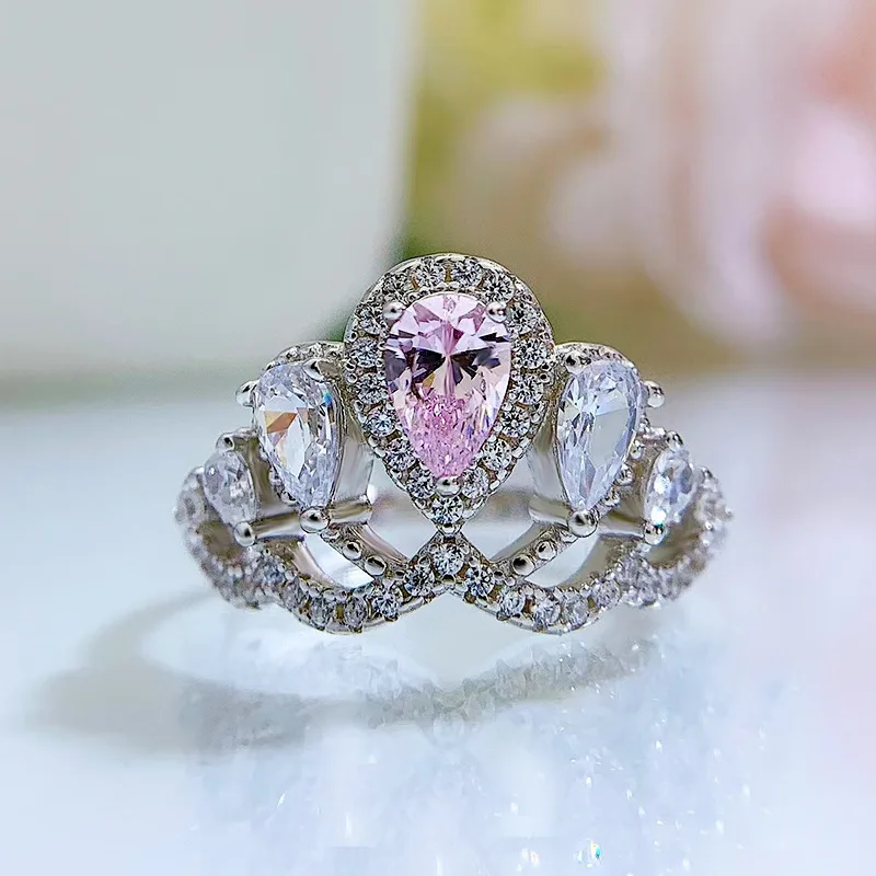 Vintage silver 925 jewelry Wedding Crown rings 4*6MM Pink crystals Diamond Fine jewelry for woman Party wedding gifts
Vintage silver 925 jewelry Wedding Crown rings 4*6MM Pink crystals Diamond Fine jewelry for woman Party wedding gifts
