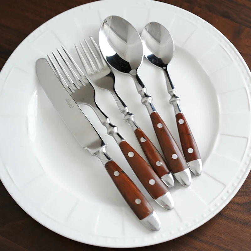 Stainless Steel Cutlery Set, Wood Grain, Rivet Handle, Tableware Kit, Steak Knife, Fork, Spoon, Flatware, Suit, Dinnerware, 5Pcs
Stainless Steel Cutlery Set, Wood Grain, Rivet Handle, Tableware Kit, Steak Knife, Fork, Spoon, Flatware, Suit, Dinnerware, 5Pcs