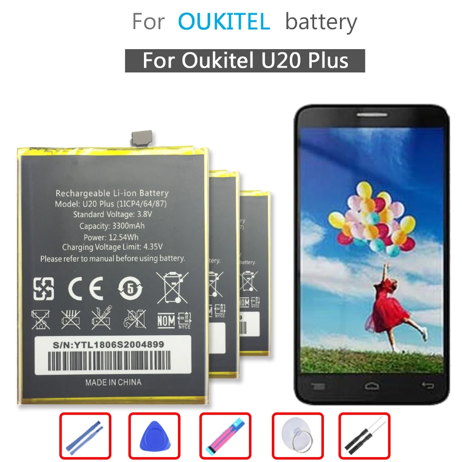 Battery U 20 plus 3300mAh For Oukitel U20 Plus U20Plus Cell Phone Batteria + free tools
Battery U 20 plus 3300mAh For Oukitel U20 Plus U20Plus Cell Phone Batteria + free tools