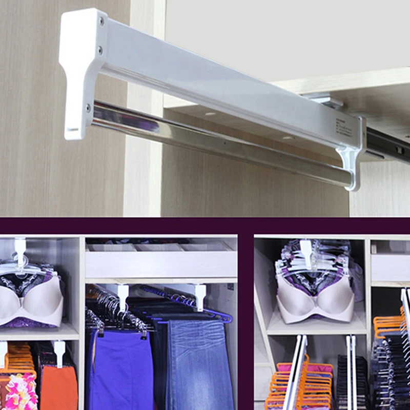 Pull-Out Closet Valet Rod Adjustable Wardrobe Clothing Rail Top Mount Wardrobe Hanger Rack Bar Ball Bearing Slide Heavy Duty
Pull-Out Closet Valet Rod Adjustable Wardrobe Clothing Rail Top Mount Wardrobe Hanger Rack Bar Ball Bearing Slide Heavy Duty