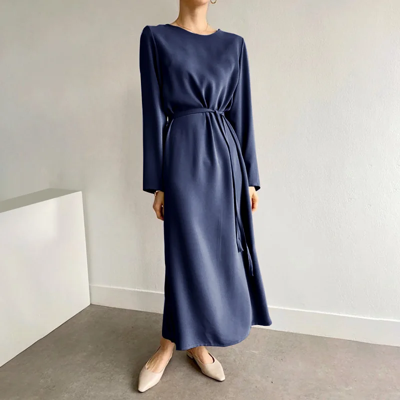 Autumn Loose Sundress VONDA Women Pleated O Neck Solid Color Party Sundress Retro Long Sleeve Office Elegant Vestidos Oversized 
Autumn Loose Sundress VONDA Women Pleated O Neck Solid Color Party Sundress Retro Long Sleeve Office Elegant Vestidos Oversized