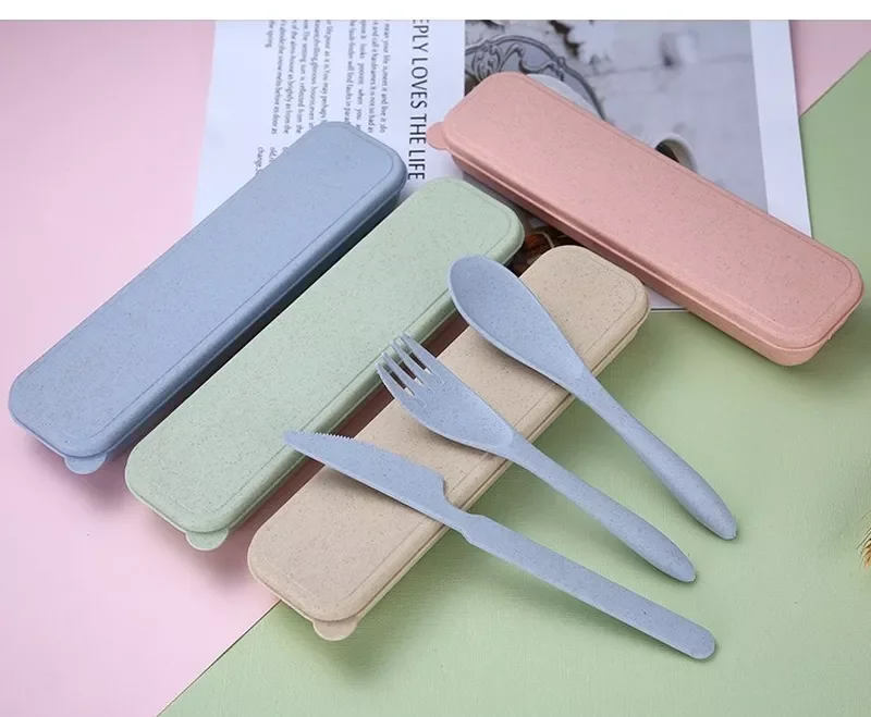 3pcs/set Travel Cutlery Portable Cutlery Box Japan Style Wheat Straw Knife Fork Spoon Student Dinnerware Sets Kitchen Tableware
3pcs/set Travel Cutlery Portable Cutlery Box Japan Style Wheat Straw Knife Fork Spoon Student Dinnerware Sets Kitchen Tableware