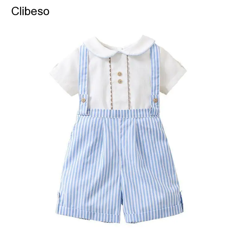 2023 Infant Summer Top and Bottom Set Unisex Baby Boys Girls White Blouse Striped Printed Bib Short Pants Children Casual Outfit
2023 Infant Summer Top and Bottom Set Unisex Baby Boys Girls White Blouse Striped Printed Bib Short Pants Children Casual Outfit