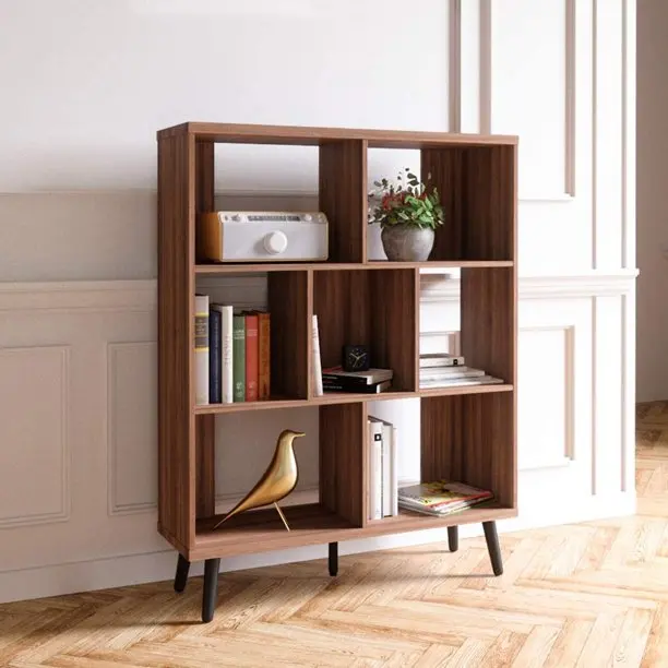

Bestier 37 inch Bookcase Open Storage Bookshelf Cube Organizer Shelves in Walnut
