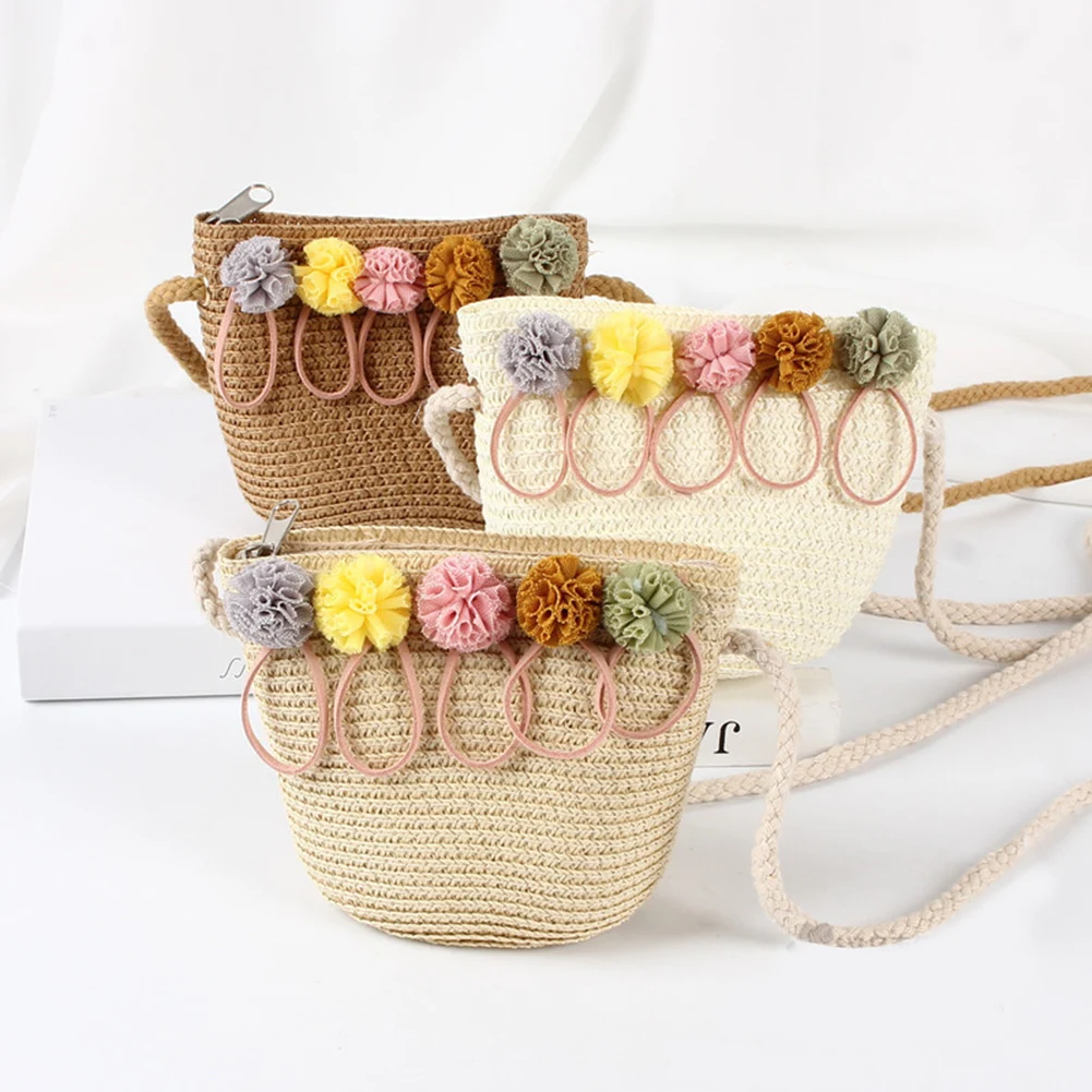 Kids Girls Straw Hat Beach Shoulder Bag Pompom Ball Summer Messenger Handbags for Children Traveling Shopping 
Kids Girls Straw Hat Beach Shoulder Bag Pompom Ball Summer Messenger Handbags for Children Traveling Shopping