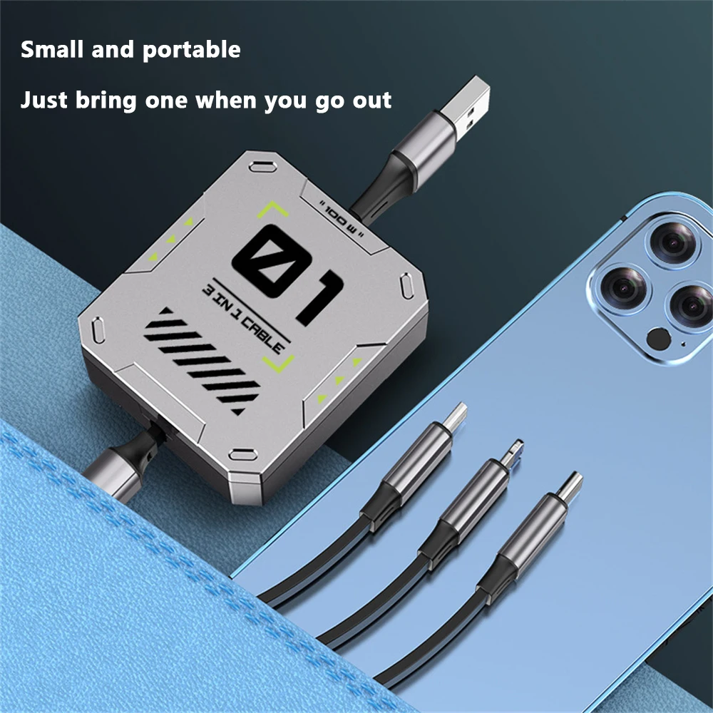Phone Accessories Fast Charging Cord 3-in-1 6a Charging Line Telescopic Fast Charging Charge Cable Portable 
Phone Accessories Fast Charging Cord 3-in-1 6a Charging Line Telescopic Fast Charging Charge Cable Portable