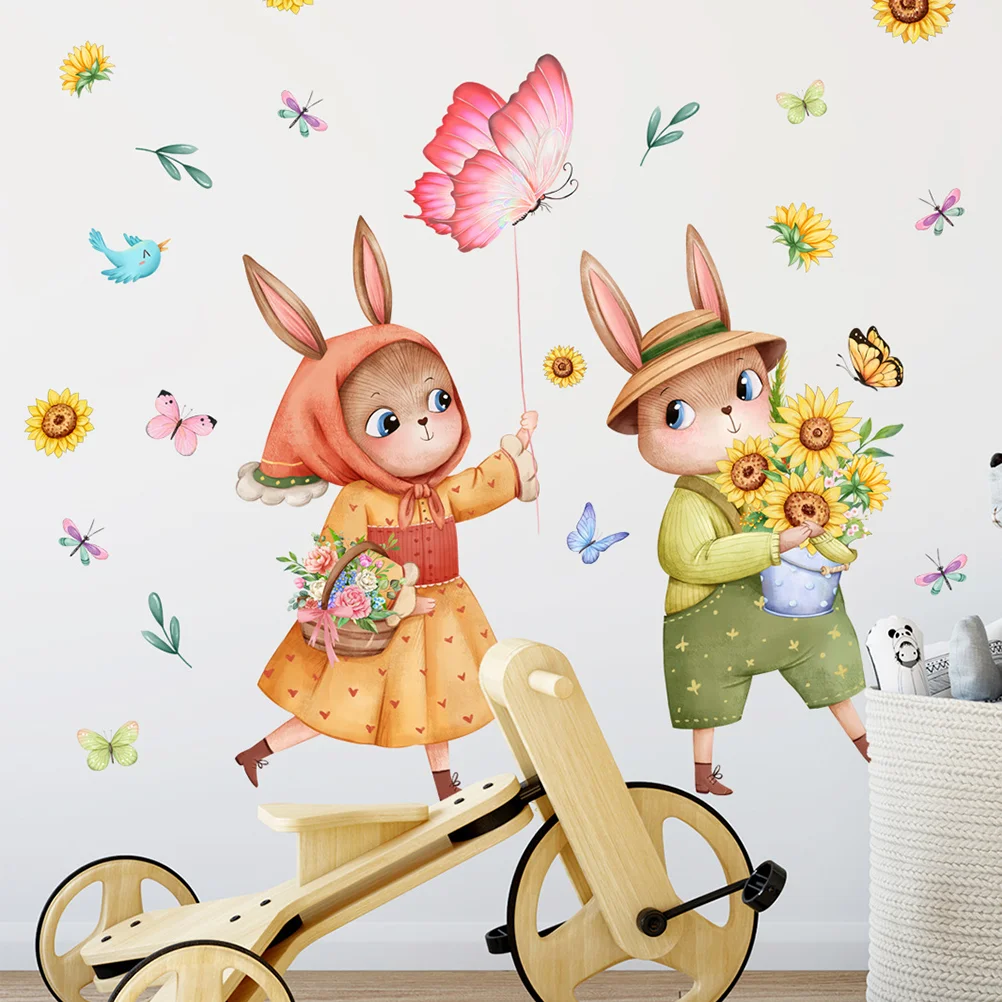 Rabbit Wall Sticker Decal Bunny Stickers Sunflower Decorations Kids Pvc Rustic Room
Rabbit Wall Sticker Decal Bunny Stickers Sunflower Decorations Kids Pvc Rustic Room