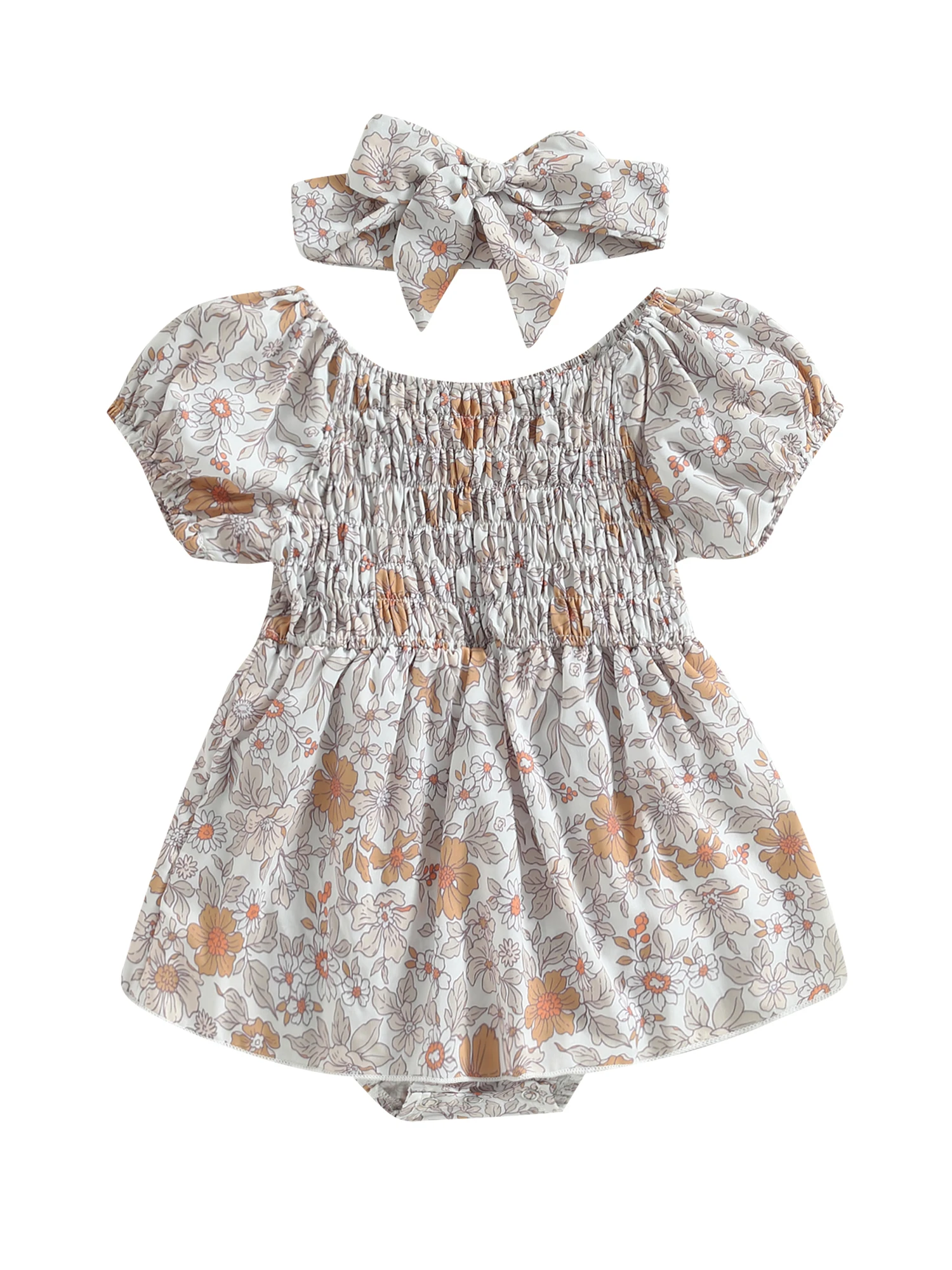 Infant Baby Girls Romper Dress Floral Print Short Sleeve Square Neck Skirt Hem Jumpsuits Summer Bodysuits with Headband
Infant Baby Girls Romper Dress Floral Print Short Sleeve Square Neck Skirt Hem Jumpsuits Summer Bodysuits with Headband