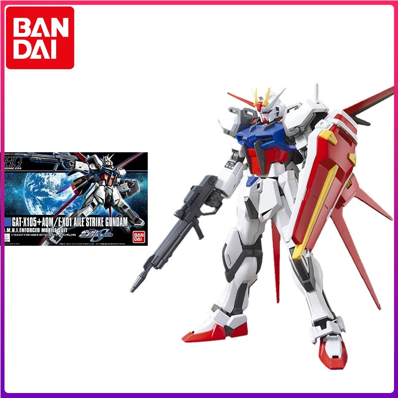 

Bandai Original Gundam Model Kit Anime Figure HGCE 1/144 GAT-X105+AQM/E-X01 AILE STRIKE GUNDAM Action FiguresToys Gifts for Kids