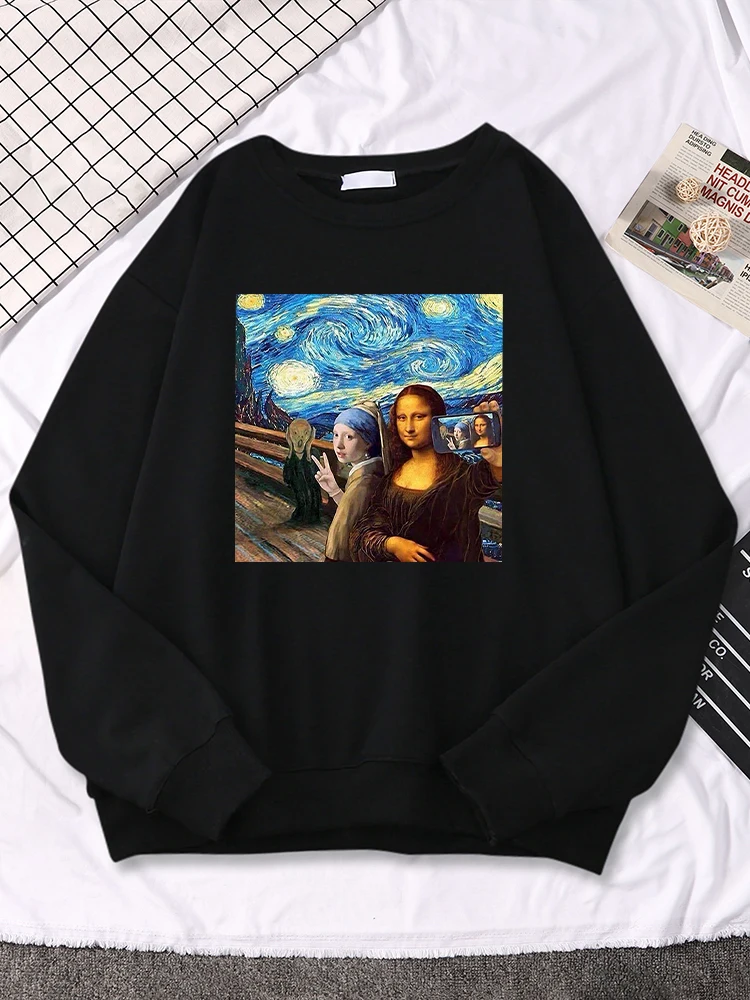 

Picture Of Me And Mona Lisa Print Hoodie Women Japan Anime Sweatshirt Fleece Fleece Streetwear Crewneck Pullover Hoody Unisex
