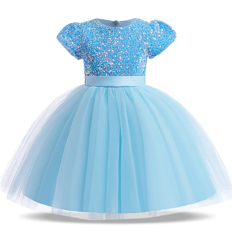 

Синее платье для девочек, детская одежда на день рождения, детское платье принцессы с блестками для торжества, выпускного вечера, детское пл...