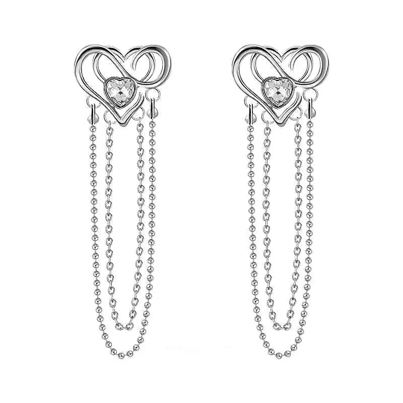 Punk Heart Chain Tassel Long Earrings For Women Crystal Hollow Geometric Silver Color Hip-Hop Drop Earrings Personality Jewelry
Punk Heart Chain Tassel Long Earrings For Women Crystal Hollow Geometric Silver Color Hip-Hop Drop Earrings Personality Jewelry
