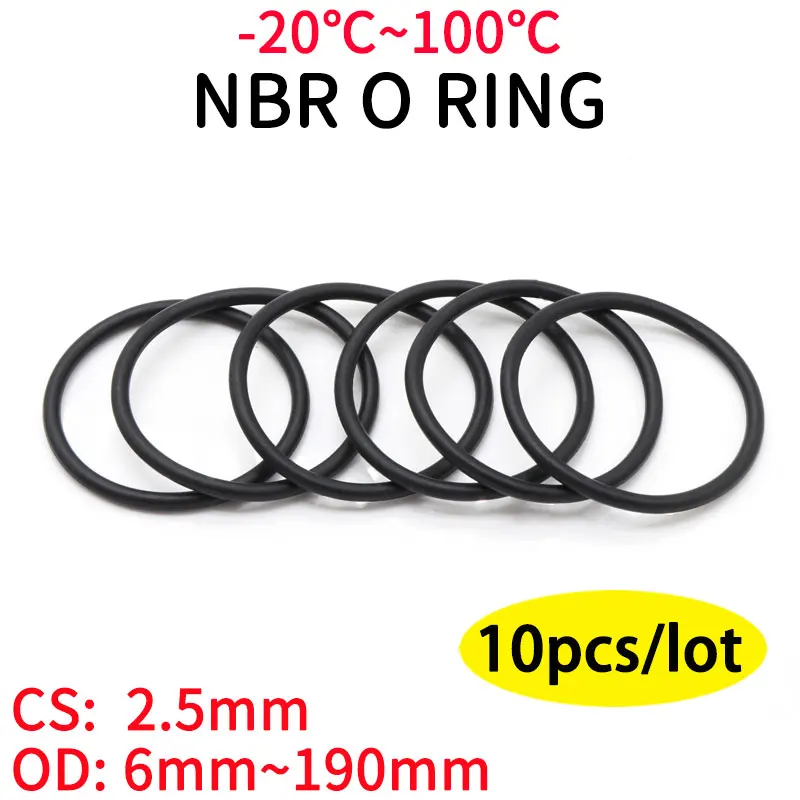 10pcs NBR O Ring Seal Gasket Thickness CS 2.5mm OD 6~190mm Nitrile Butadiene Rubber Spacer Oil Resistance Washer Round Shape
10pcs NBR O Ring Seal Gasket Thickness CS 2.5mm OD 6~190mm Nitrile Butadiene Rubber Spacer Oil Resistance Washer Round Shape