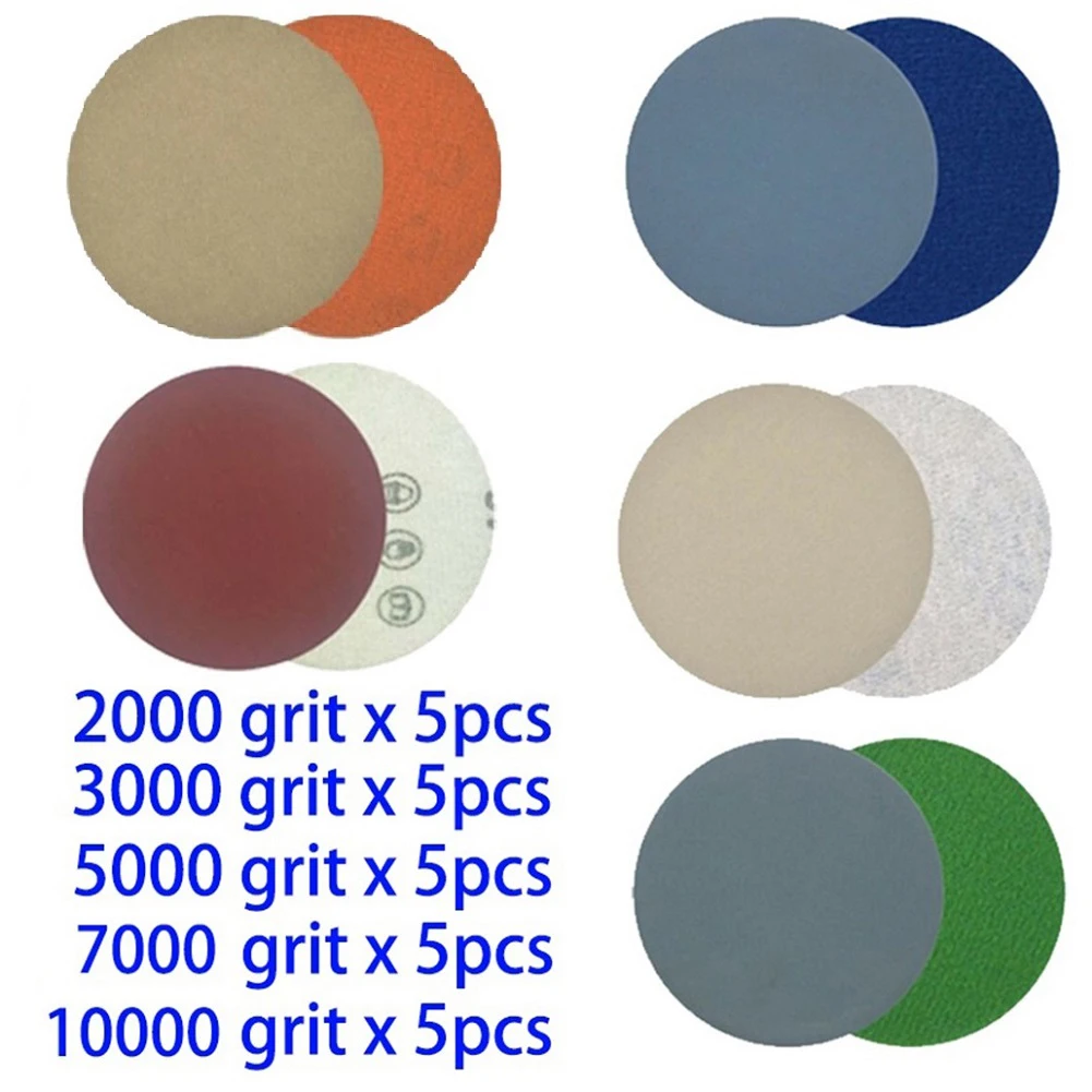 25Pcs 5'' 125mm Wet/Dry Sandpaper Hook And Loop Round Sanding Disc 2000/3000/5000/7000/10000Grit For Auto Metal Polishing
25Pcs 5'' 125mm Wet/Dry Sandpaper Hook And Loop Round Sanding Disc 2000/3000/5000/7000/10000Grit For Auto Metal Polishing