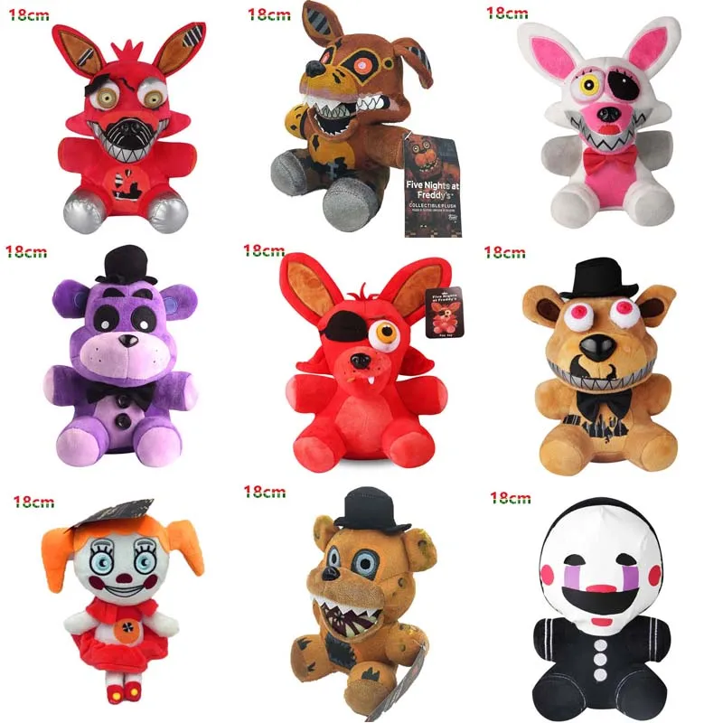 High quality Toy 18cm FNAF Golden Freddy foxy Bonnie Chica Sister Location stuffed doll cupcake Freddy Fazbear plush toys
High quality Toy 18cm FNAF Golden Freddy foxy Bonnie Chica Sister Location stuffed doll cupcake Freddy Fazbear plush toys