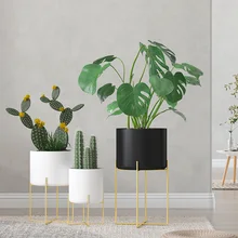 Gold Plant Stand with Pot Fashion Light Luxury Floor Type Living Room Shelf Large Metal Planter for Home Decor