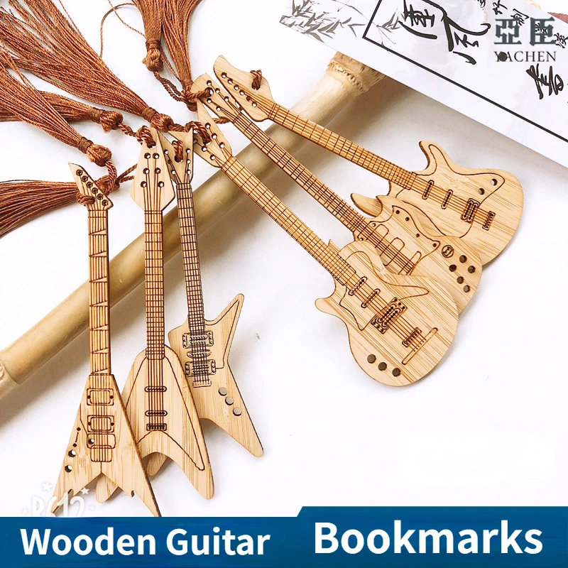 Creative Wooden Guitar Bookmarks with Tassels Bass Guitar Style Bookmarks Musical Instrument Bookmarks Student Stationery
Creative Wooden Guitar Bookmarks with Tassels Bass Guitar Style Bookmarks Musical Instrument Bookmarks Student Stationery