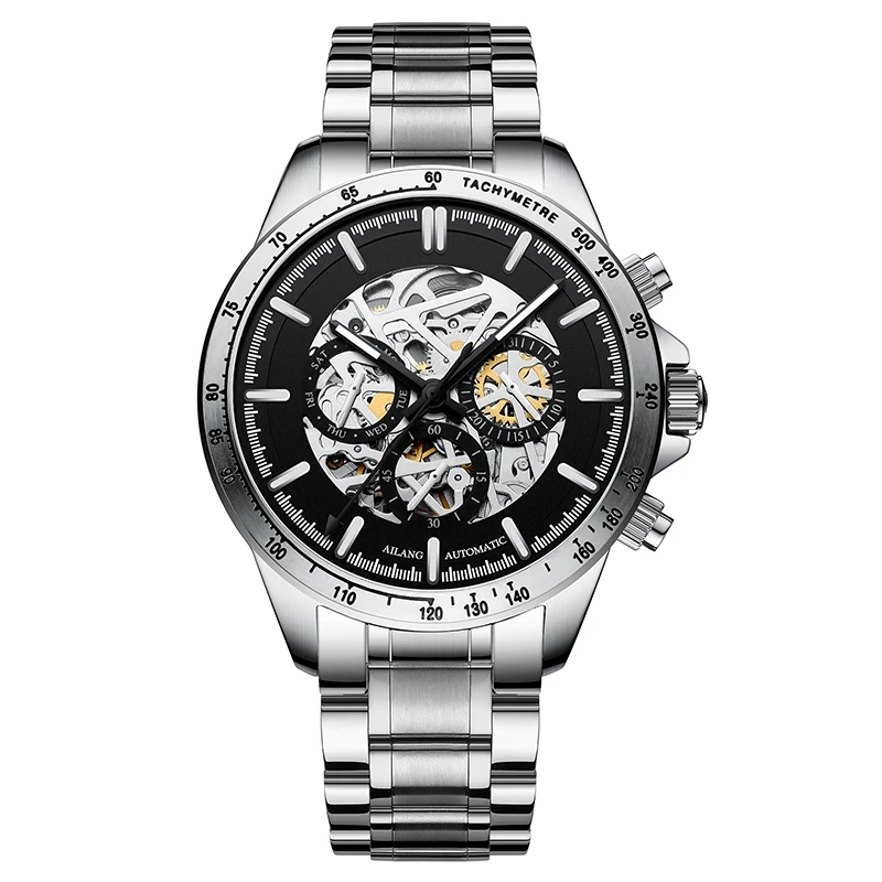 Mechanical Watch Men Automatic Wristwatches Hollow out Dial Stainless Steel Waterproof Business Luminous Relogio Masculino
Mechanical Watch Men Automatic Wristwatches Hollow out Dial Stainless Steel Waterproof Business Luminous Relogio Masculino