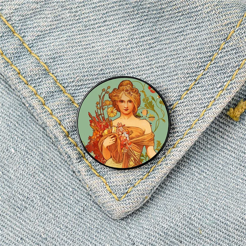 Mucha Floral Printed Pin Custom Funny Brooches Shirt Lapel Bag Cute Badge Cartoon Cute Jewelry Gift for Lover Girl Friends
Mucha Floral Printed Pin Custom Funny Brooches Shirt Lapel Bag Cute Badge Cartoon Cute Jewelry Gift for Lover Girl Friends