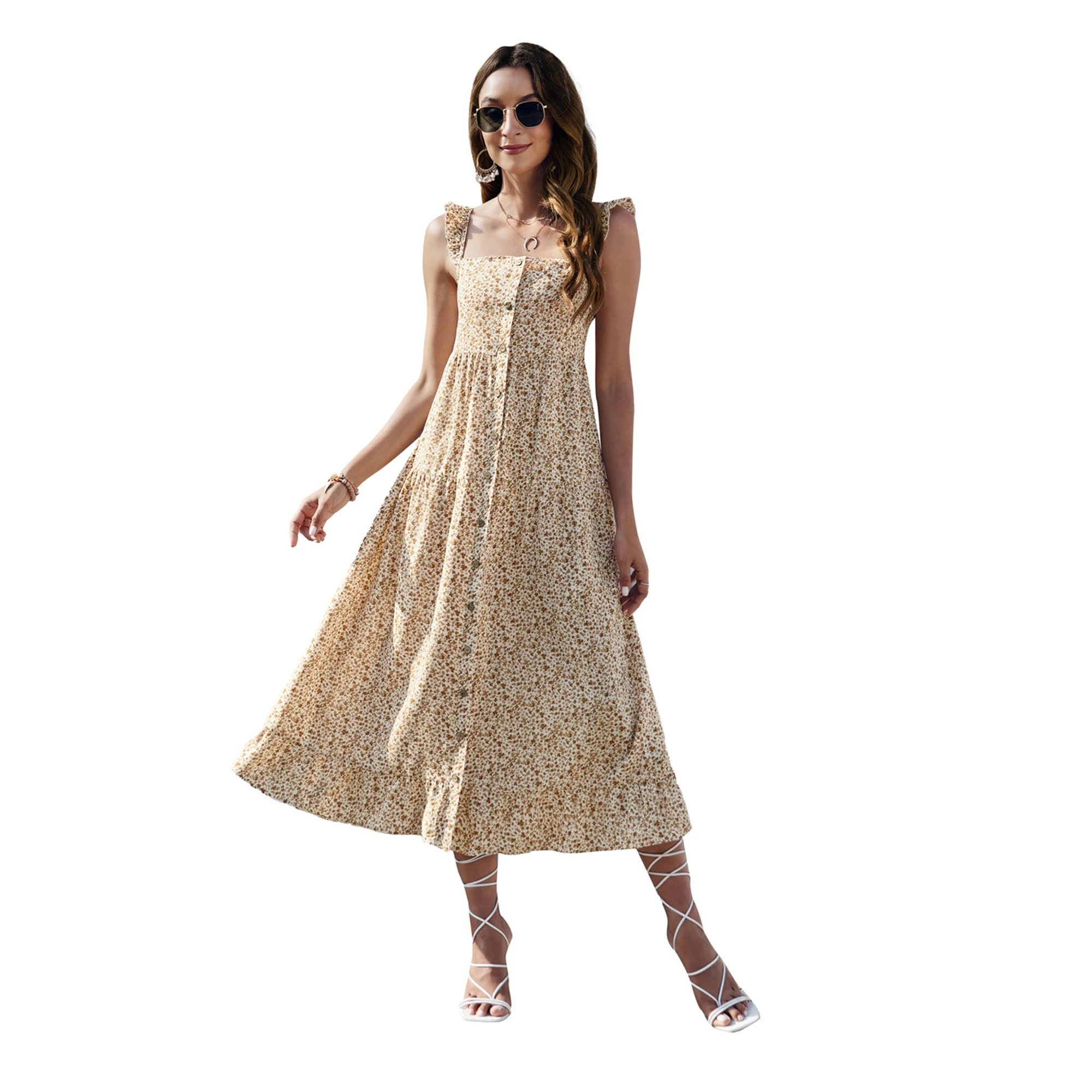 New Broken Flower Middle Waist Women's Long Skirt Printed Suspender Waist Closing and Large Swing Dress
New Broken Flower Middle Waist Women's Long Skirt Printed Suspender Waist Closing and Large Swing Dress