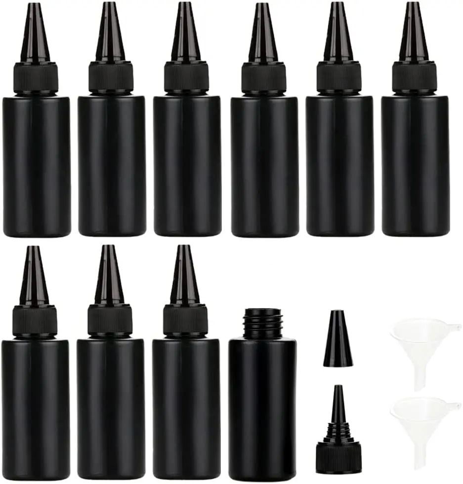 50pcs Empty Plastic Soft Bottle Black HDPE Cylinder With Twist Pointed Top Black Round Top Caps, Lightproof Glue Bottles
50pcs Empty Plastic Soft Bottle Black HDPE Cylinder With Twist Pointed Top Black Round Top Caps, Lightproof Glue Bottles