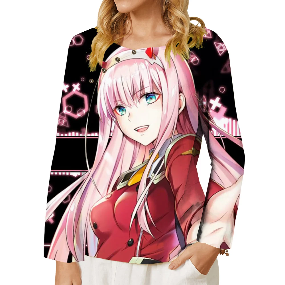 CLOOCL Girl Anime Women T-shirt Zero Two Darling In The Franxx Graphics Print Button Decorate Long Sleeve Tee Casual Blouse
CLOOCL Girl Anime Women T-shirt Zero Two Darling In The Franxx Graphics Print Button Decorate Long Sleeve Tee Casual Blouse
