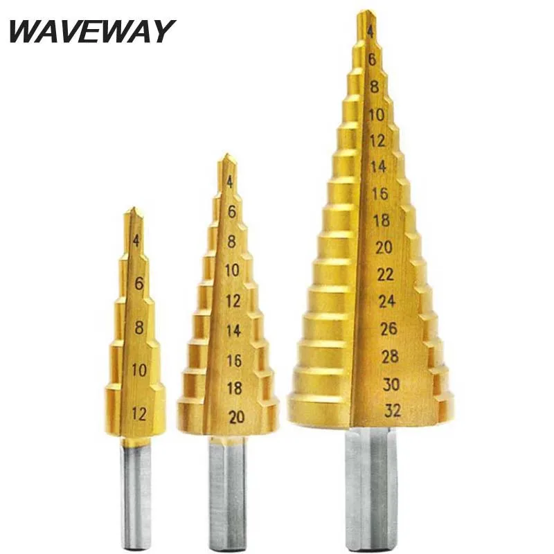 Metal Drill 4-12/20/32mm Step Drill Bit Spiral Flute HSS 4241 Steel Cone Titanium Coated Mini Drill Bit Drilling
Metal Drill 4-12/20/32mm Step Drill Bit Spiral Flute HSS 4241 Steel Cone Titanium Coated Mini Drill Bit Drilling