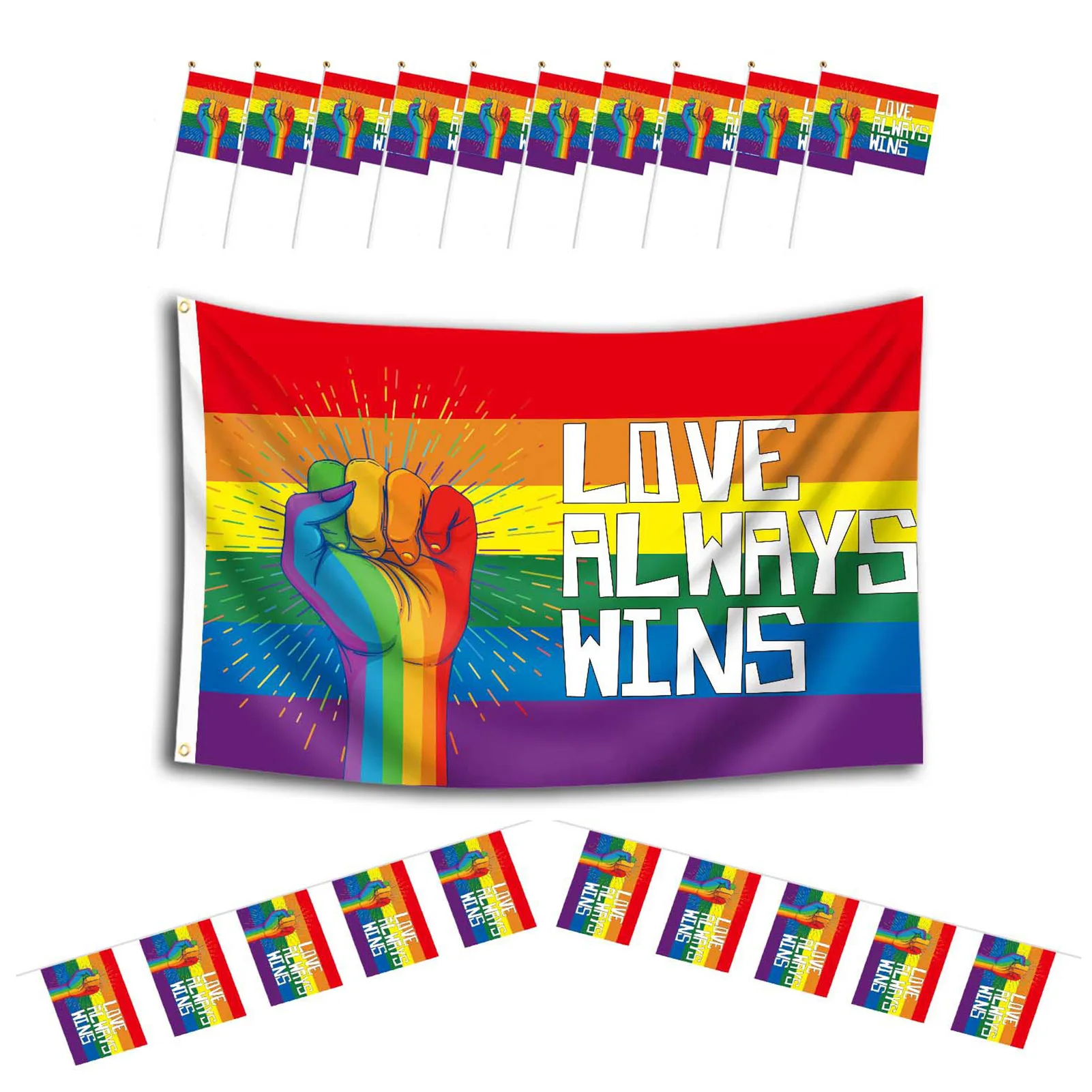 Progress Pride Rainbow Flag Love Always Wins Pride Flag Outdoor Gay Pride Flag Including 3x5ft Large Flag 9.84ft Rainbow Banners 
Progress Pride Rainbow Flag Love Always Wins Pride Flag Outdoor Gay Pride Flag Including 3x5ft Large Flag 9.84ft Rainbow Banners
