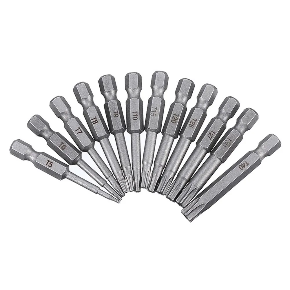 50mm Torx Screwdriver Bits With Hole T5, Torx6, T7, T15 T20 T25 T27 T30 1/4 Inch Hex Shank Electric Screw Driver Star Bit Set
50mm Torx Screwdriver Bits With Hole T5, Torx6, T7, T15 T20 T25 T27 T30 1/4 Inch Hex Shank Electric Screw Driver Star Bit Set