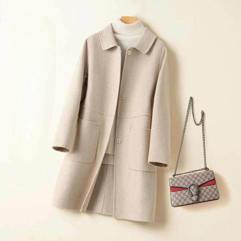 Real Wool Coats Long Overcoat Belt Turn-down Collar Dense Fabric Notch Lapel Single-Breasted Women Peacoat Autumn Winter A179
Real Wool Coats Long Overcoat Belt Turn-down Collar Dense Fabric Notch Lapel Single-Breasted Women Peacoat Autumn Winter A179