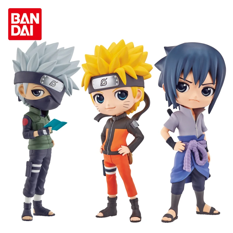 

14CM Bandai Original BANPRESTO Q Posket Naruto Shippuden Uzumaki Naruto Uchiha Sasuke Hatake Kakashi Anime Action Figures Toys