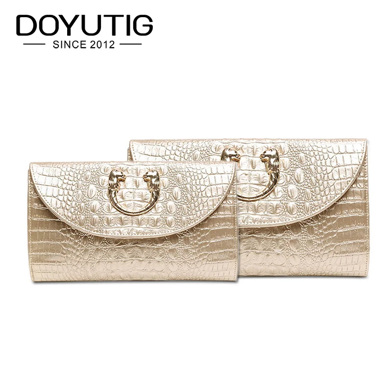 

Fashion Alligator Women's Clutch Bag Genuine Leather Lady Golden Envelope Bag Clutch Evening Bags With Two Sizes For Choose A050