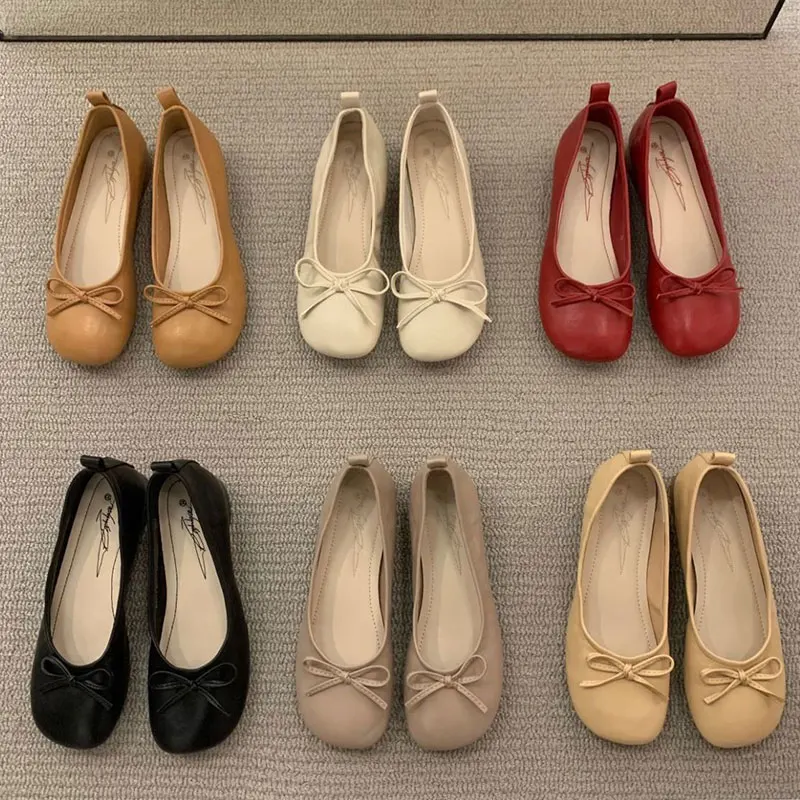 

Classic Female Flats Ballerina Shoes Women Fashion Brand Round Toe Ballet Bow Knot Shallow Moccasin Slip On Loafer Zapatos Mujer